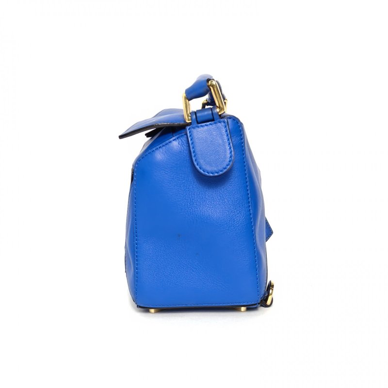 LOEWE Puzzle24幾何包小號藍色牛皮肩背包-1