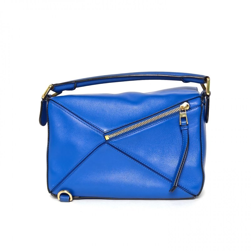 LOEWE Puzzle24幾何包小號藍色牛皮肩背包-2