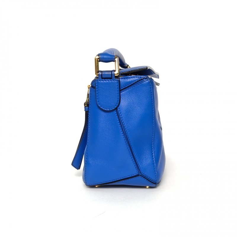 LOEWE Puzzle24幾何包小號藍色牛皮肩背包-3