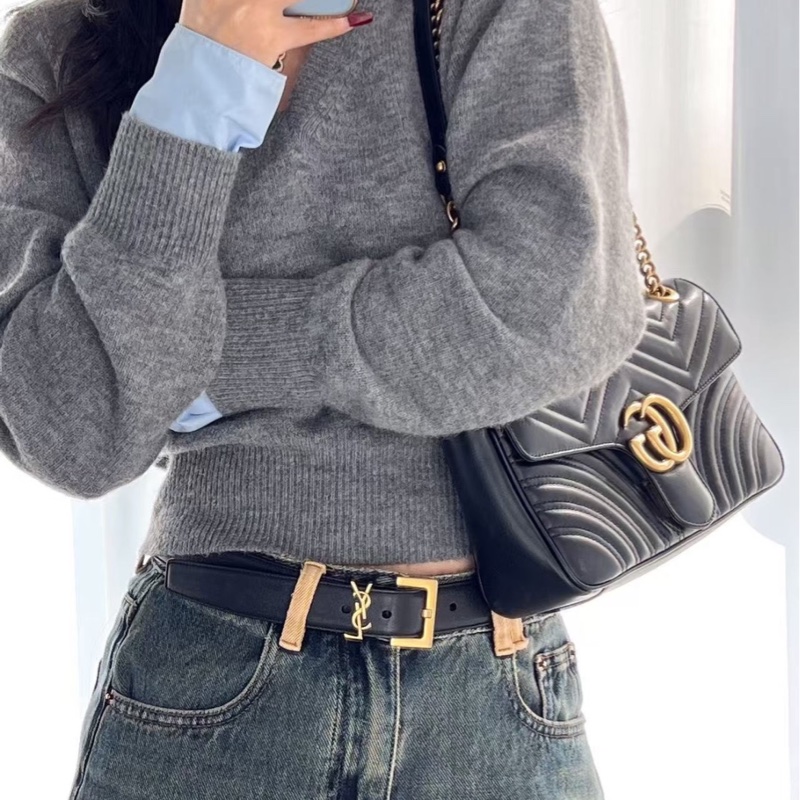 Gucci 古馳 黑金 馬蒙 marmont 26 鏈條包-2