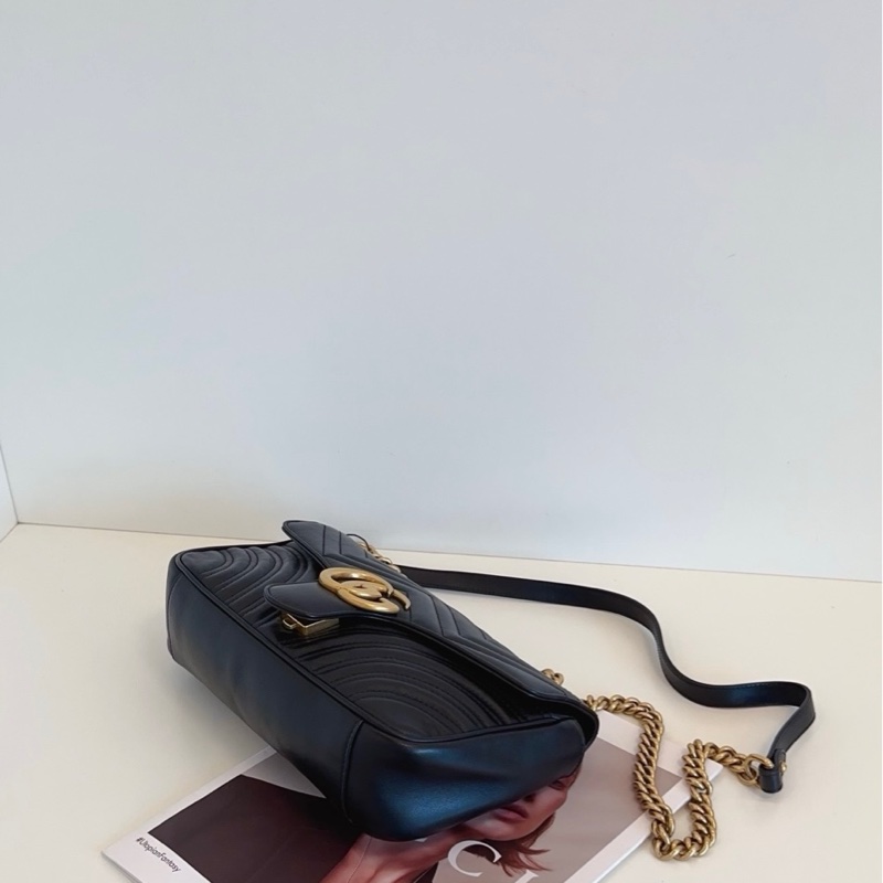 Gucci 古馳 黑金 馬蒙 marmont 26 鏈條包-3