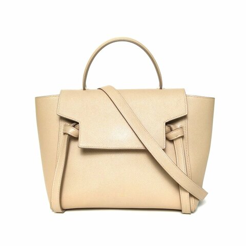 CELINE Belt鯰魚包Micro24卡其色牛皮金扣肩背包