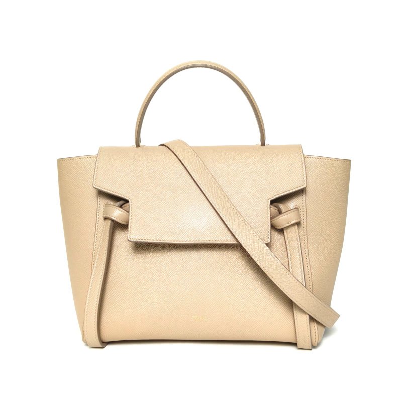 CELINE Belt鯰魚包Micro24卡其色牛皮金扣肩背包-0