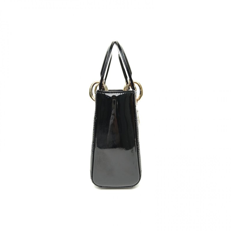 DIOR Lady戴妃包三格黑色漆皮金扣2019肩背包-3