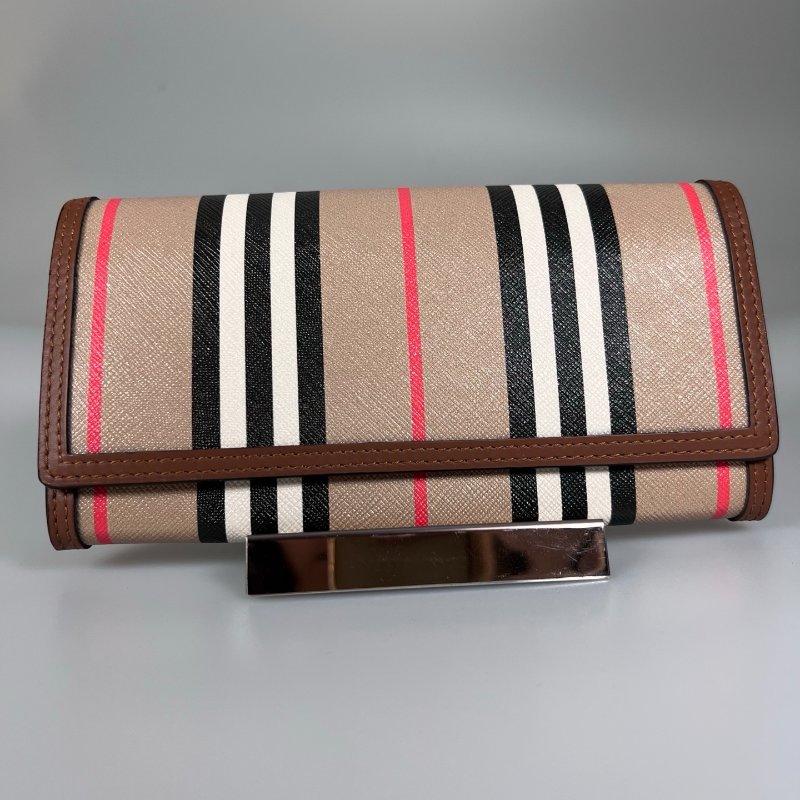 BURBERRY 格紋咖啡色掀蓋長夾-0