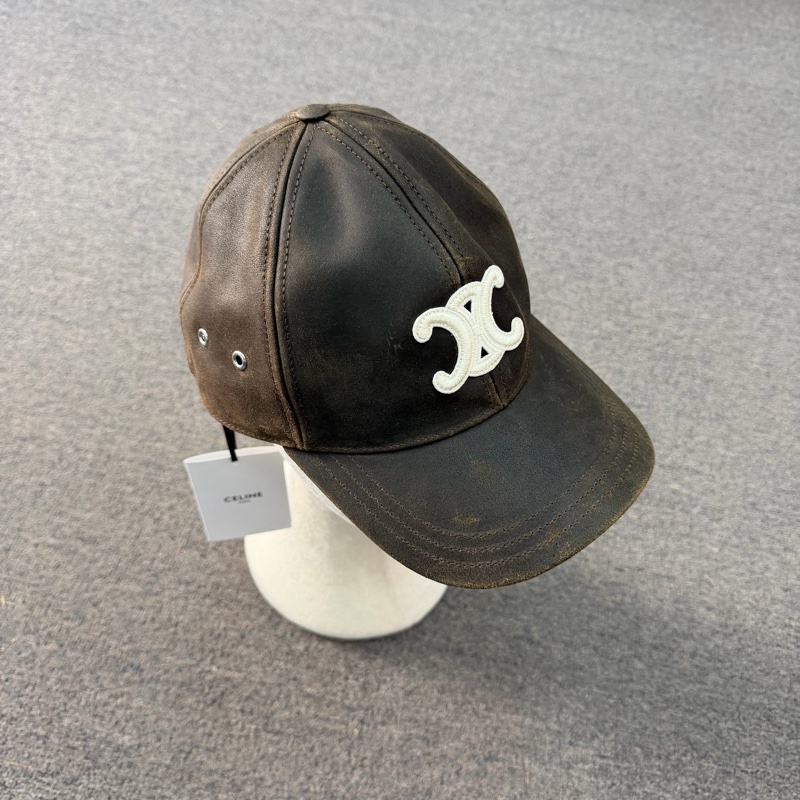 Celine 做舊款 皮革 棒球帽M碼-0