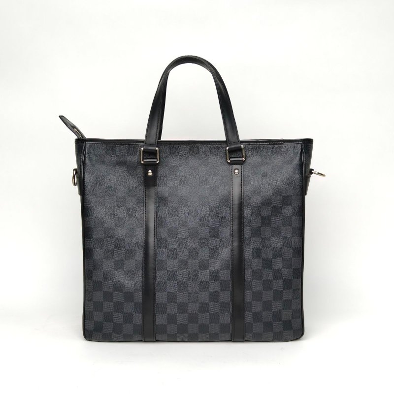 LOUIS VUITTON NewCabasZippe手提Tote托特包黑棋格PVC2014肩背包-0