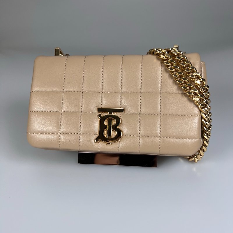 BURBERRY 奶茶色LOLA掀蓋側背包小號-0