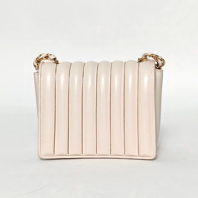 Salvatore Ferragamo 米色牛皮蝴蝶結斜挎包14.5鏈條包肩背包-2