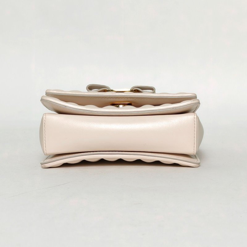 Salvatore Ferragamo 米色牛皮蝴蝶結斜挎包14.5鏈條包肩背包-4