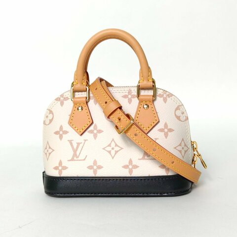 LOUIS VUITTON ALMA貝殼包NANO18米色PVC晶片老花肩背包
