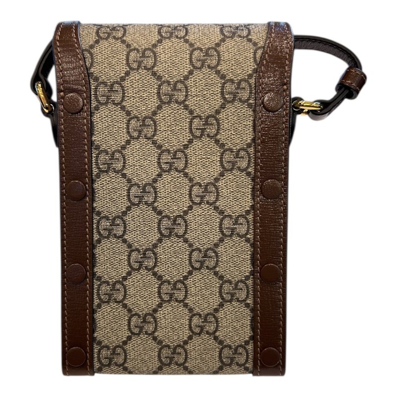 GUCCI卡其字紋馬銜系列手機斜背包-1
