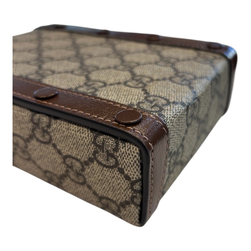 GUCCI卡其字紋馬銜系列手機斜背包-6