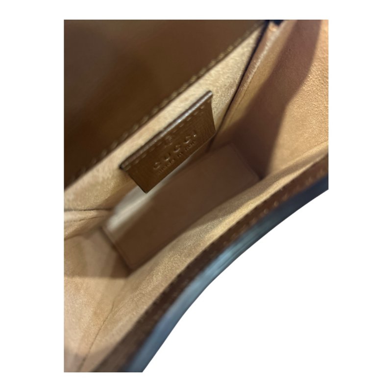 GUCCI卡其字紋馬銜系列手機斜背包-7