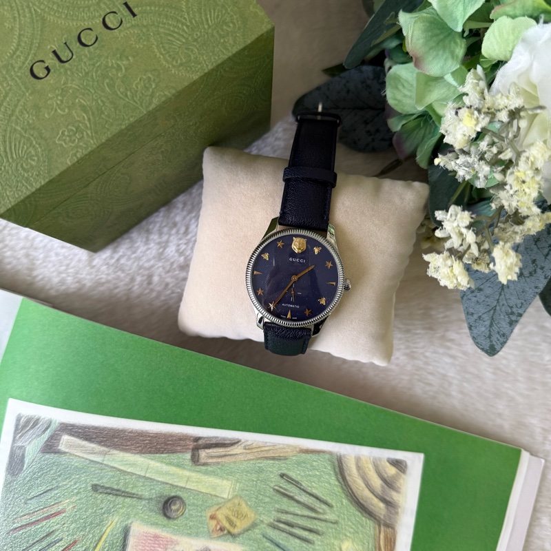 G-Timeless 虎頭及蜜蜂星星圖案機械錶(深藍色)-0