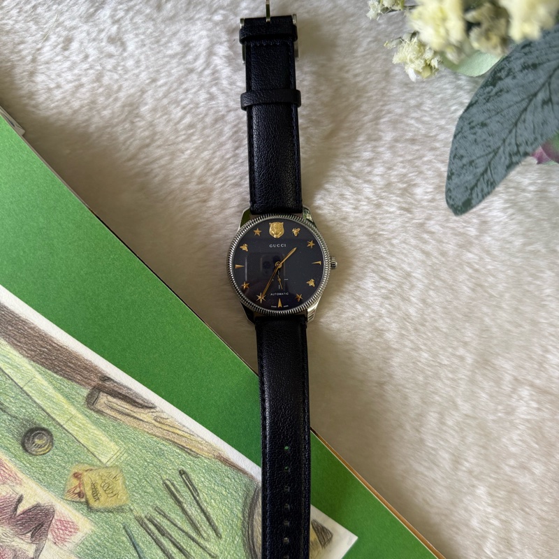 G-Timeless 虎頭及蜜蜂星星圖案機械錶(深藍色)-1