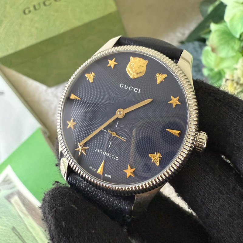 G-Timeless 虎頭及蜜蜂星星圖案機械錶(深藍色)-5