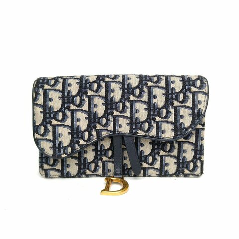 DIOR SADDLE馬鞍腰包17墨藍色帆布金扣2019Oblique印花肩背包