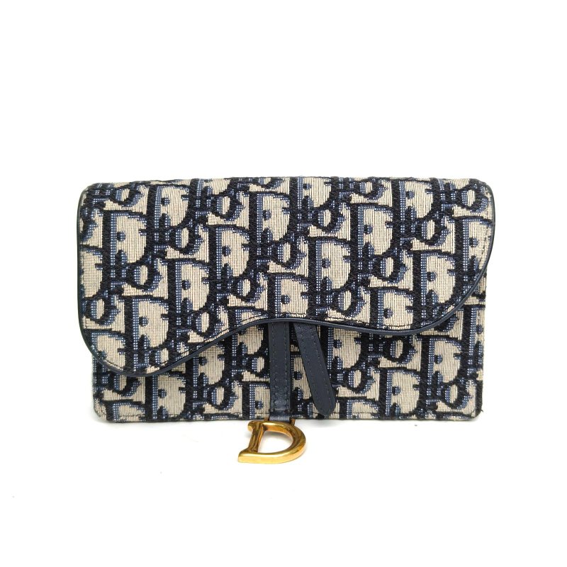 DIOR SADDLE馬鞍腰包17墨藍色帆布金扣2019Oblique印花肩背包-0