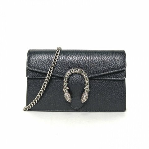 GUCCI Dionysus酒神超Mini16.5黑色牛皮鑽扣肩背包