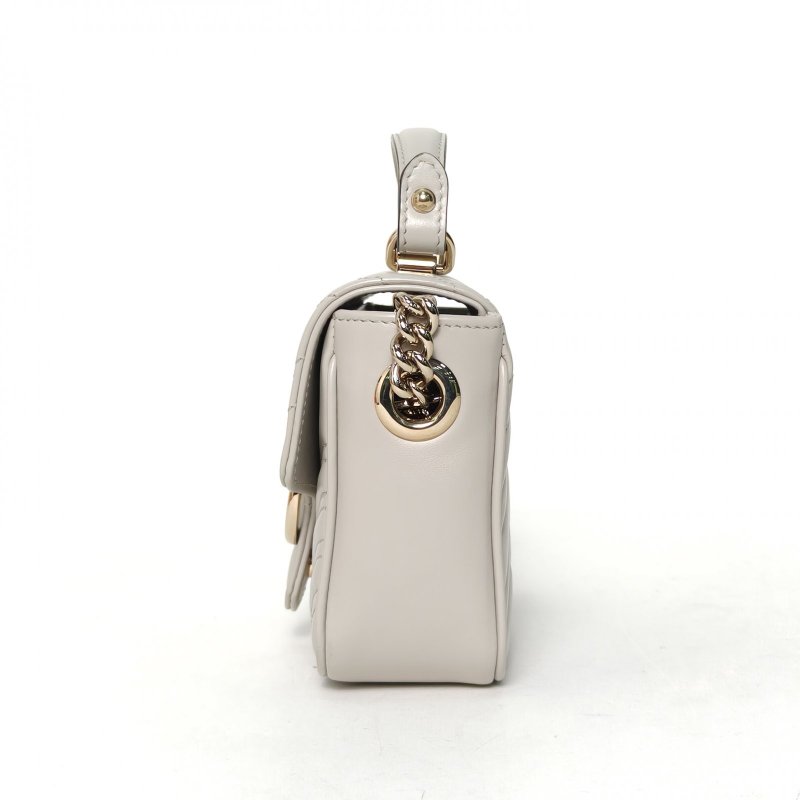 GUCCI GGMarmont手提郵差包mini17灰色牛皮淺金扣肩背包-1