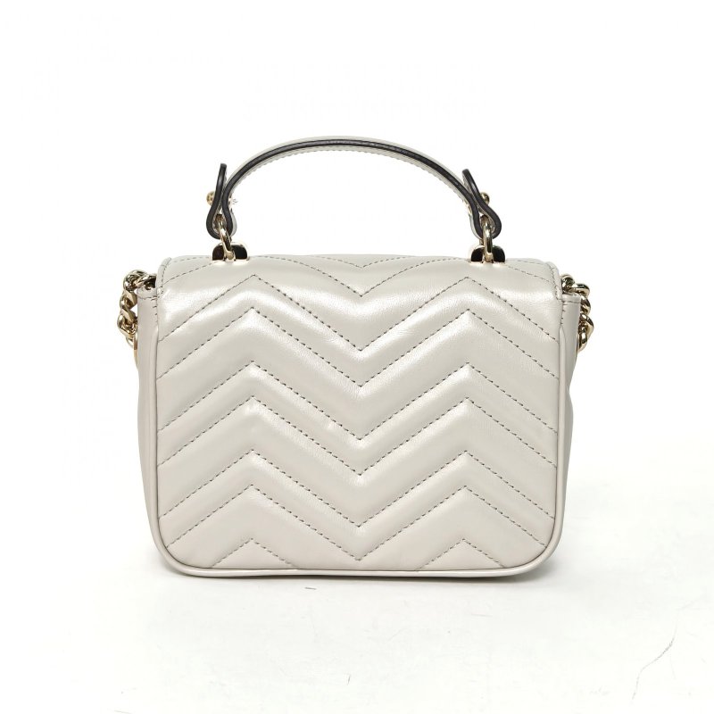 GUCCI GGMarmont手提郵差包mini17灰色牛皮淺金扣肩背包-2