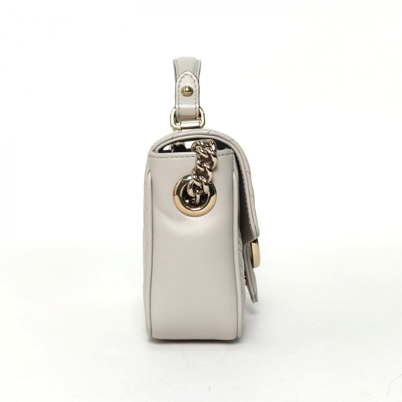 GUCCI GGMarmont手提郵差包mini17灰色牛皮淺金扣肩背包-3