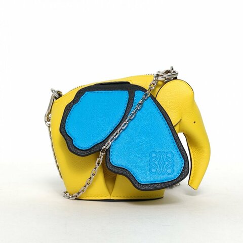 LOEWE 拼色牛皮帶翅膀小象包小飛象單肩斜挎包肩背包