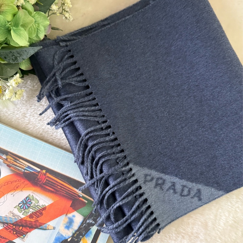 雙色雙面喀什米爾羊毛圍巾(波羅的海藍/飛行藍)-0