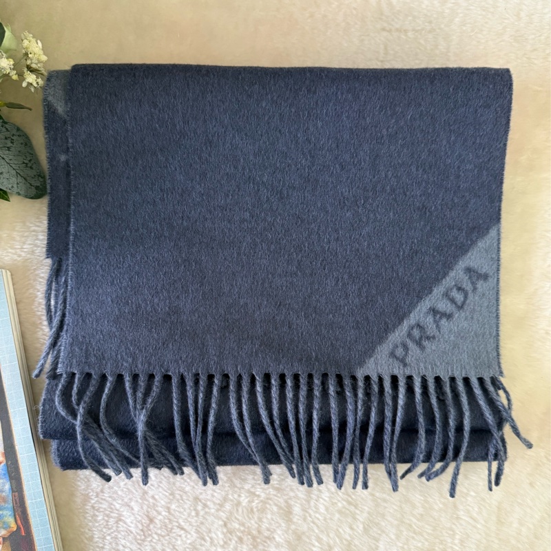 雙色雙面喀什米爾羊毛圍巾(波羅的海藍/飛行藍)-1