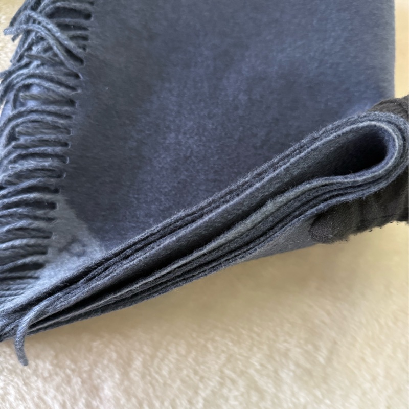 雙色雙面喀什米爾羊毛圍巾(波羅的海藍/飛行藍)-5