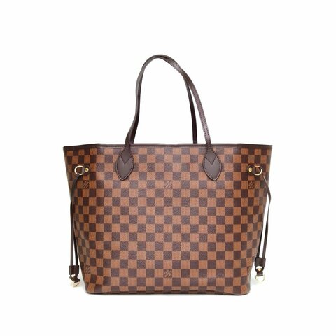 LOUIS VUITTON Neverfull中號31配子袋棕色棋盤格PVC金扣2019肩背包