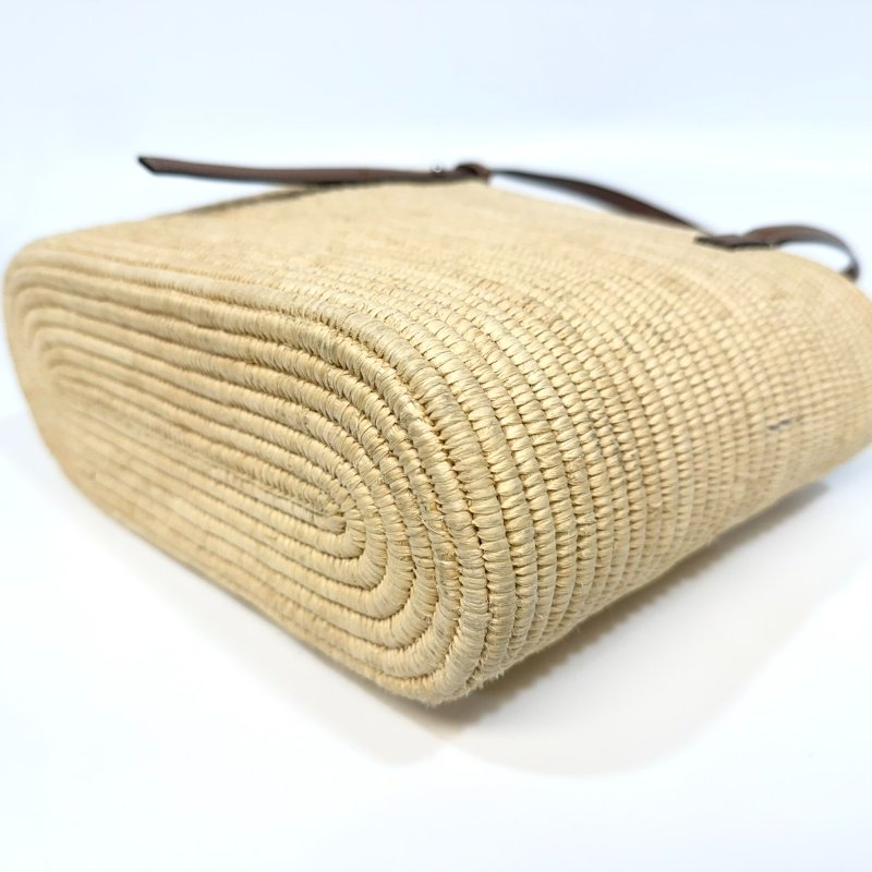 LOEWE拉菲草編織拼棕牛皮Square basket方形肩背包A223099-20