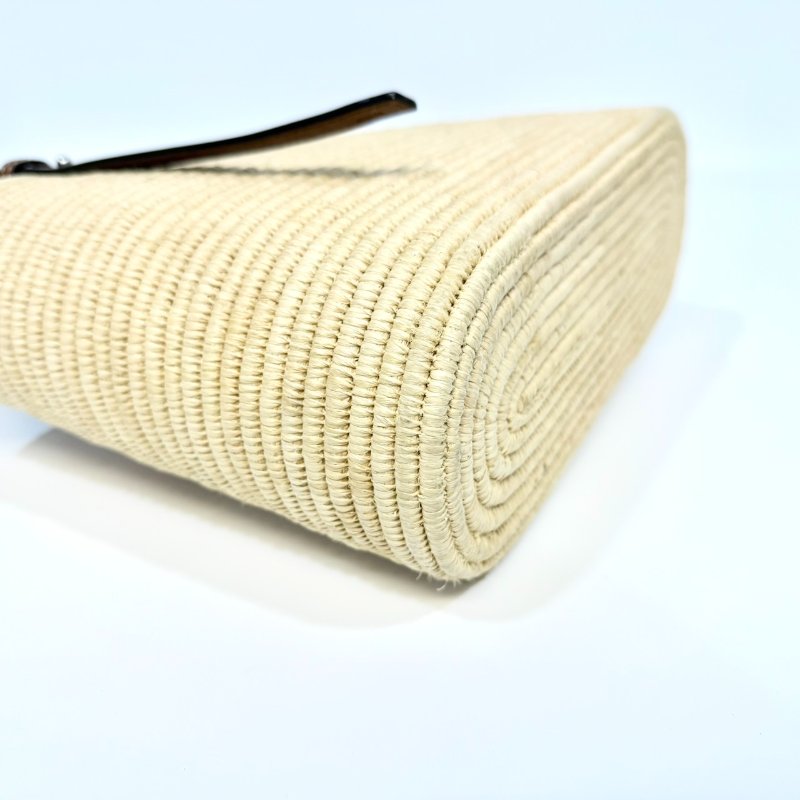 LOEWE拉菲草編織拼棕牛皮Square basket方形肩背包A223099-14