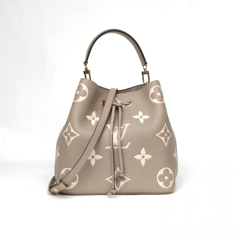 LOUIS VUITTON NÉONOÉ水桶包中號26大象灰牛皮金扣晶片老花壓紋肩背包-0