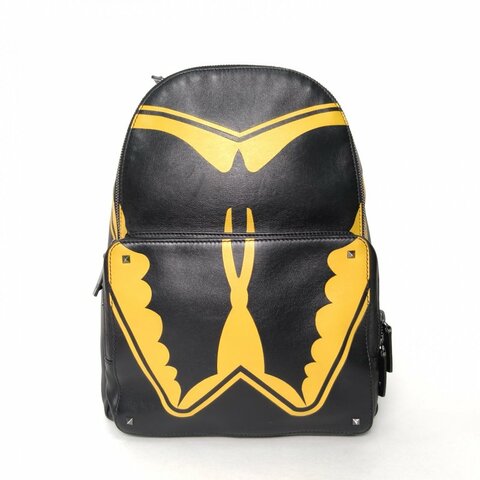 VALENTINO 黑色牛皮雙肩包大號肩背包