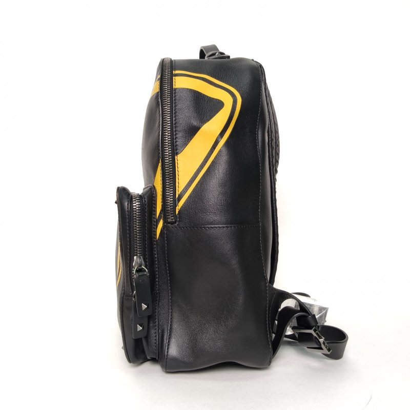 VALENTINO 黑色牛皮雙肩包大號肩背包-3