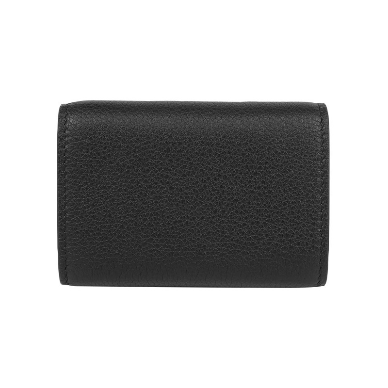 Logo 壓印內拼色迷你三折短夾(黑色/黃色)-2