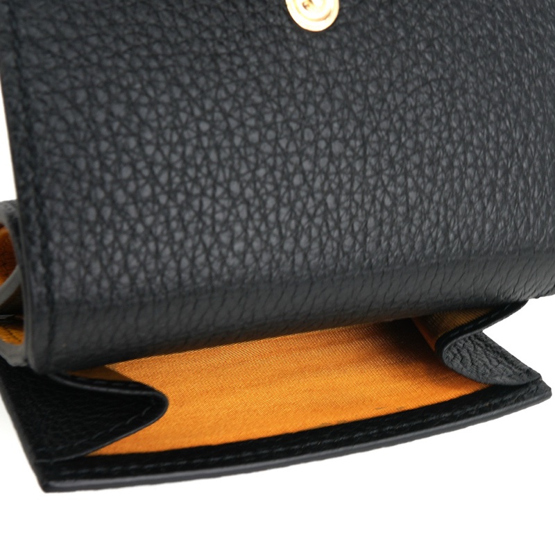 Logo 壓印內拼色迷你三折短夾(黑色/黃色)-5