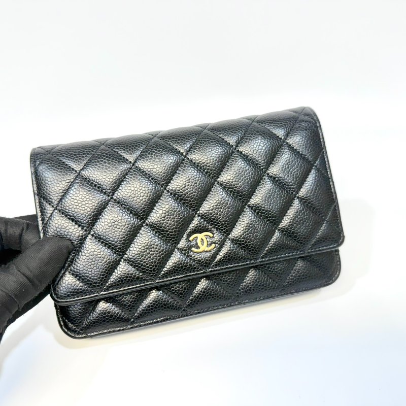 Chanel黑金荔枝皮磁吸釦Woc鏈包AP0250-2