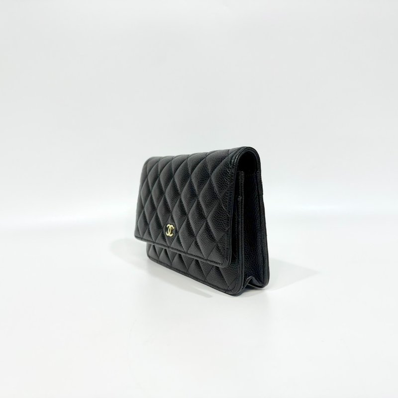 Chanel黑金荔枝皮磁吸釦Woc鏈包AP0250-5