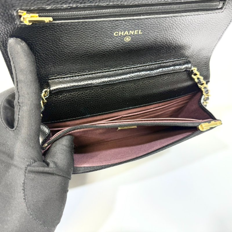 Chanel黑金荔枝皮磁吸釦Woc鏈包AP0250-6