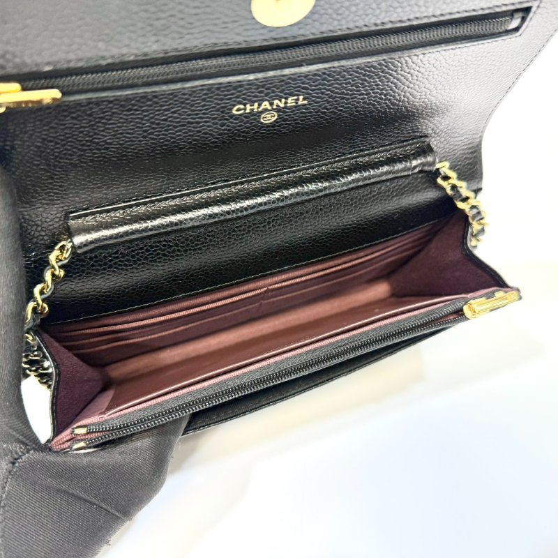 Chanel黑金荔枝皮磁吸釦Woc鏈包AP0250-7