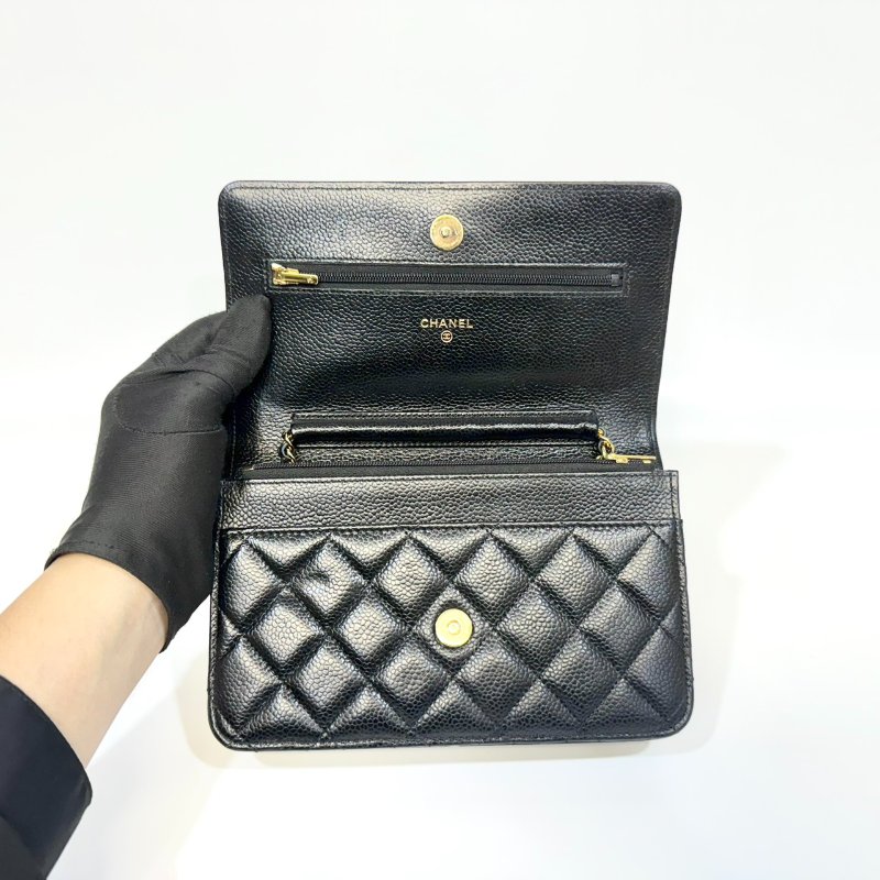 Chanel黑金荔枝皮磁吸釦Woc鏈包AP0250-9