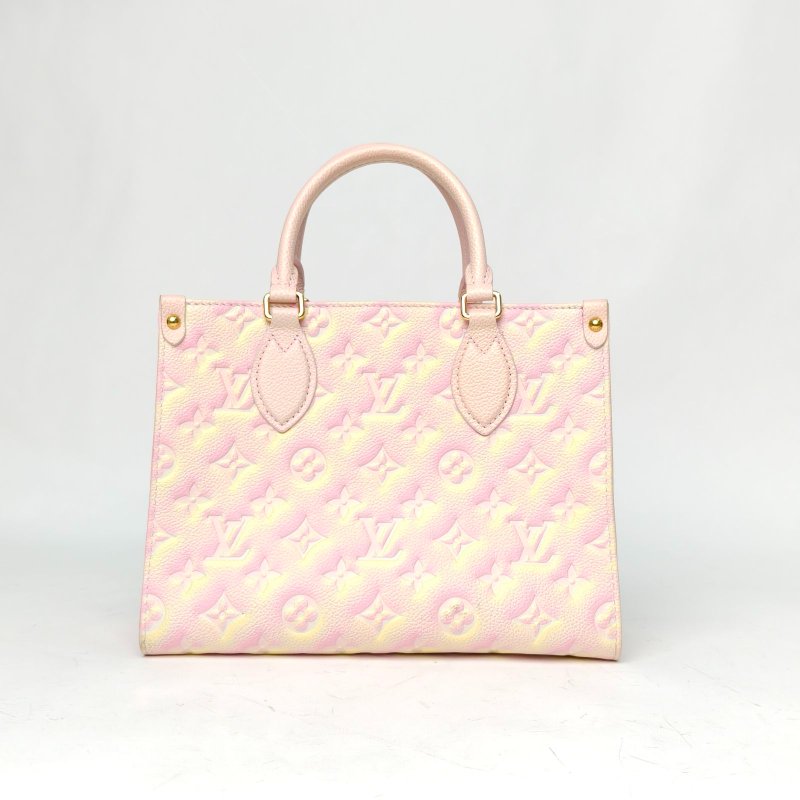 LOUIS VUITTON Onthego小號25幻彩色牛皮金扣晶片老花壓紋肩背包-2