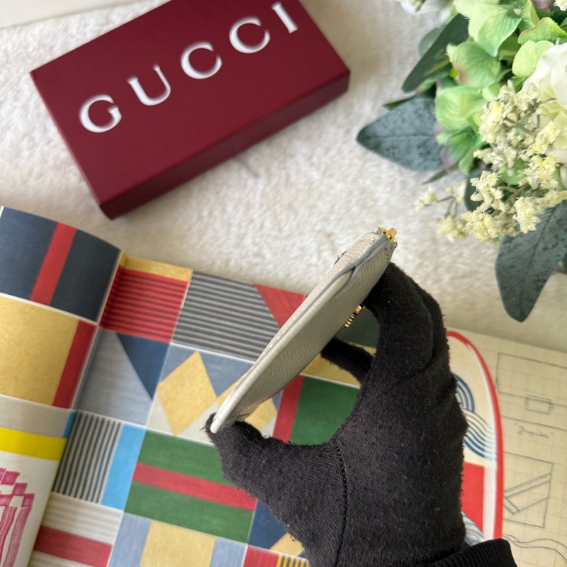 金色Logo 皮革拉鍊鑰匙包/零錢包(灰色)-2