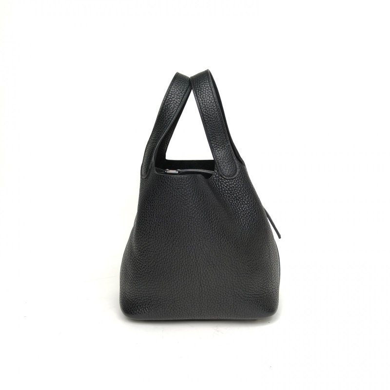 HERMES Picotin18菜籃子89黑色TC皮A刻銀扣肩背包-3