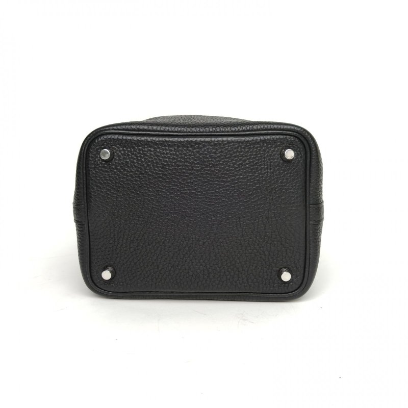 HERMES Picotin18菜籃子89黑色TC皮A刻銀扣肩背包-4