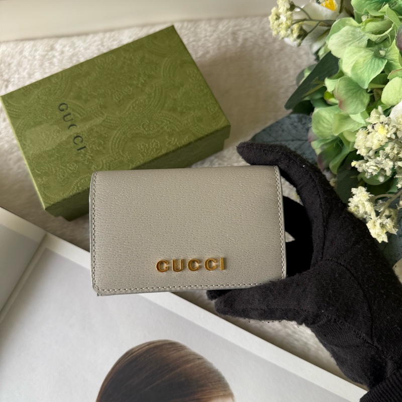 金字Logo 皮革釦式翻蓋卡片夾/名片夾(灰色)-1