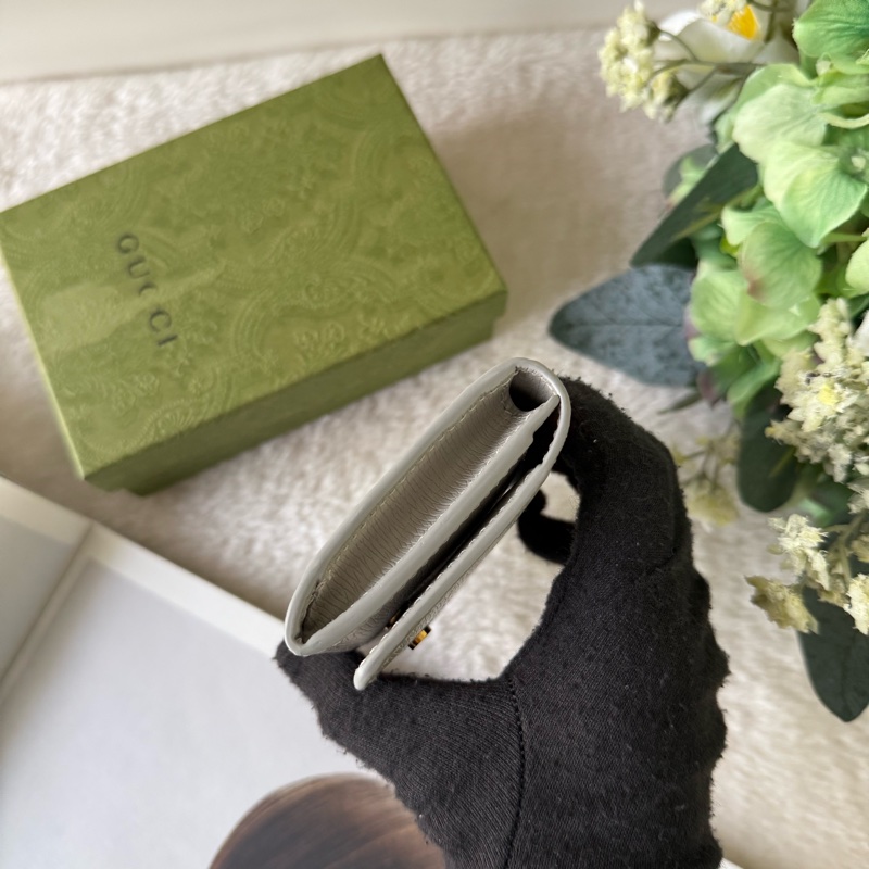 金字Logo 皮革釦式翻蓋卡片夾/名片夾(灰色)-2